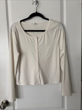 Hippie Rose Cream Button-Front Long Sleeve Top